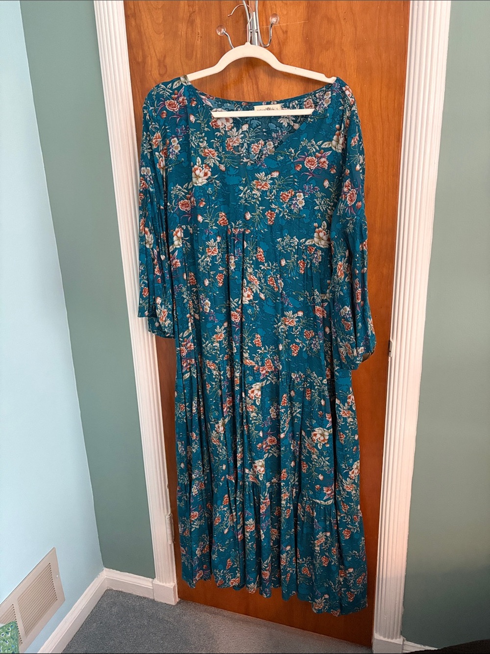 NATURAL LIFE Teal Floral Maxi Dress